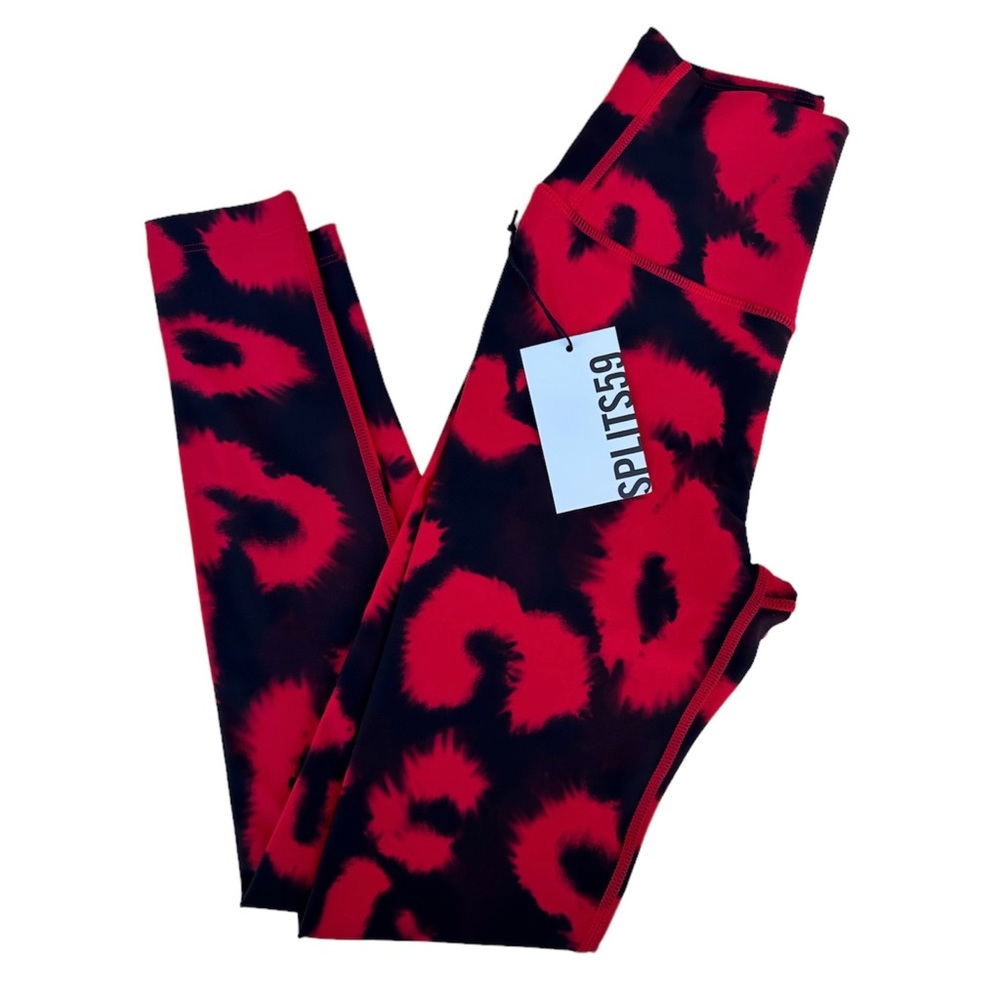 Splits59 Ava High Waist Techflex 7/8 Red Animal Print Leggings NWT XS